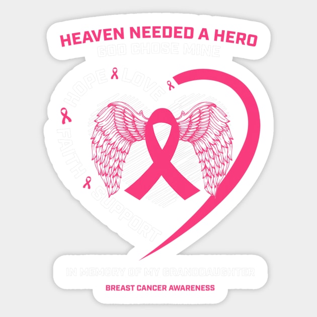 In Memory Of My Granddaughter Pink Breast Cancer Awareness Sticker by CarolIrvine